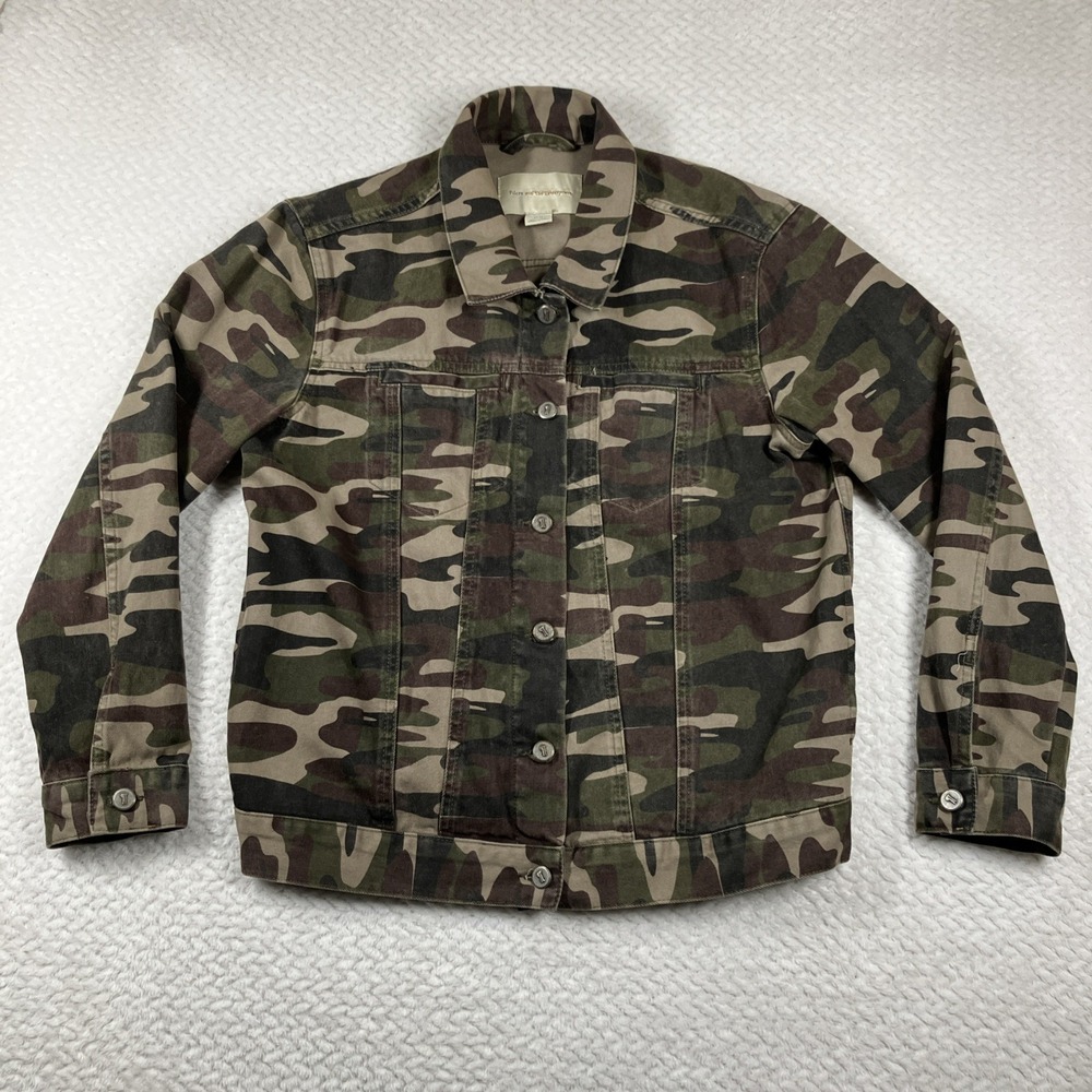 Anthropologie Pilcro and the Letterpress Jacket Camo Denim Utility Medium